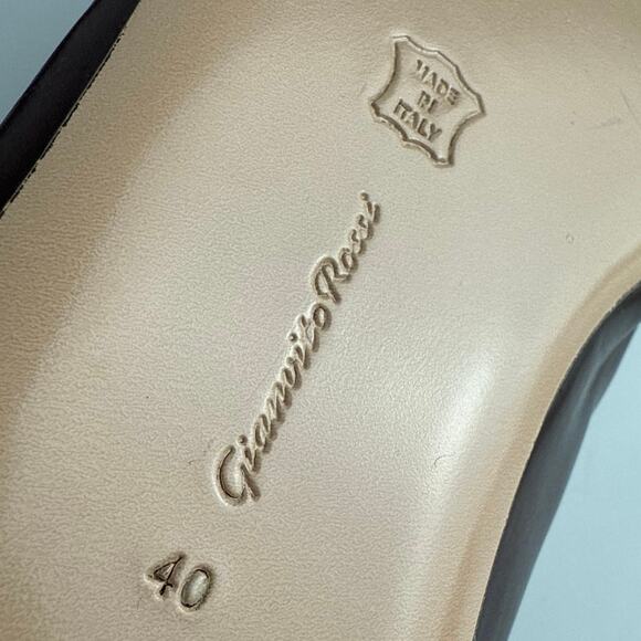 Gianvito Rossi Burgundy Leather Pointed Toe Buckle Strap Slip On Ballet Flats 9 - Picture 7 of 7